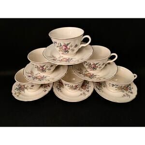 Set of 6 Edwin Knowles Winslow Teacups & Saucers - 1950s